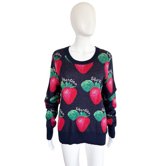 LIBERTINE STRAWBERRY FIELDS CASHMERE SILK CREWNECK SWEATER - Picture 1 of 9